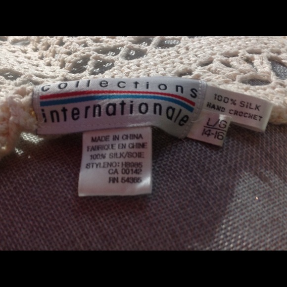 Hand crocheted Top. 100% silk. Size L (14/16) - Picture 5 of 6